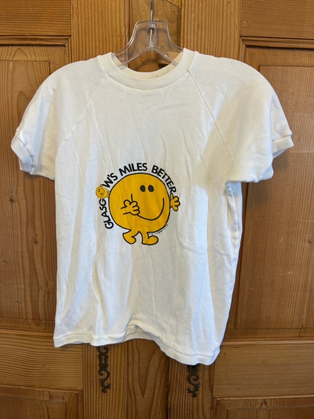 VTG 80s Glasgow’s Miles Better Slogan Logo T Shirt 100% Cotton Banded Sleeves